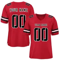 Red Black-White Classic Style Mesh Authentic Football Jersey 1