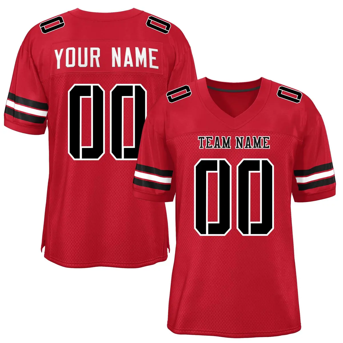 Red Black-White Classic Style Mesh Authentic Football Jersey