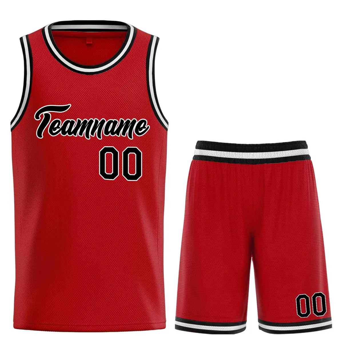 Red Black-White Classic Team Basketball Jersey