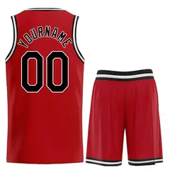 Red Black-White Classic Team Basketball Jersey 2