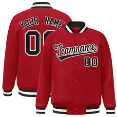 Red Black-White Classic Varsity Full-Snap Letterman Jacket
