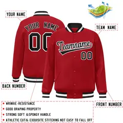 Red Black-White Classic Varsity Full-Snap Letterman Jacket 2