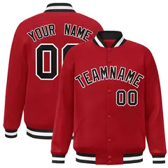 Red Black-White Classic Varsity Full-Snap Letterman Jacket
