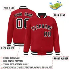 Red Black-White Classic Varsity Full-Snap Letterman Jacket 2