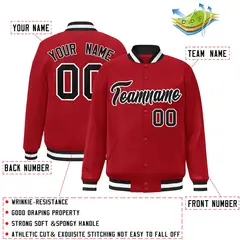Red Black-White Classic Varsity Full-Snap Letterman Jacket 2
