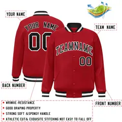 Red Black-White Classic Varsity Full-Snap Letterman Jacket 2