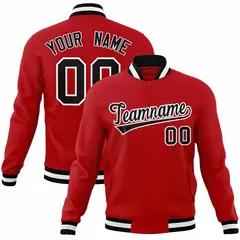 Red Black-White Classic Varsity Full-Snap Letterman Jacket