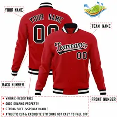 Red Black-White Classic Varsity Full-Snap Letterman Jacket 4