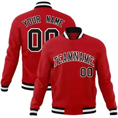 Red Black-White Classic Varsity Full-Snap Letterman Jacket 1