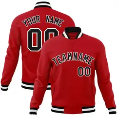 Red Black-White Classic Varsity Full-Snap Letterman Jacket 1