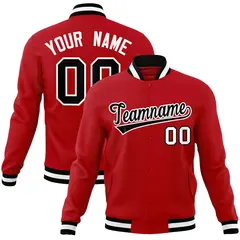 Red Black-White Classic Varsity Full-Snap Letterman Jacket 1
