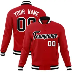Red Black-White Classic Varsity Full-Snap Letterman Jacket 1