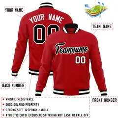 Red Black-White Classic Varsity Full-Snap Letterman Jacket 4