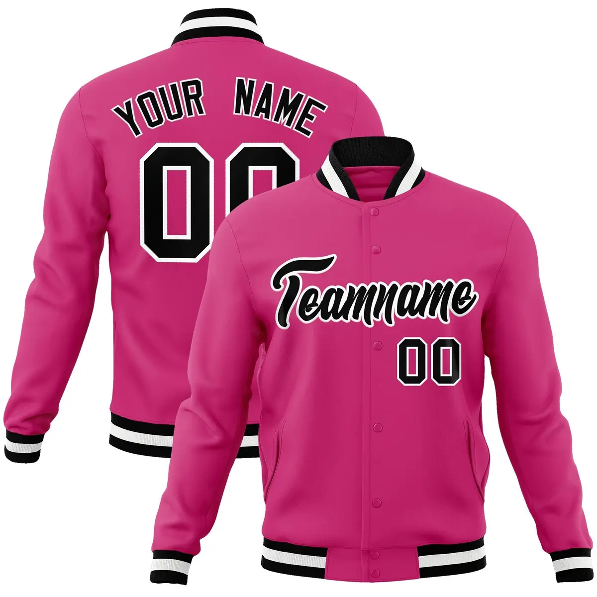 Red Black-White Classic Varsity Full-Snap Letterman Jacket