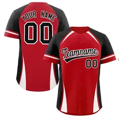 Red Black-White Color Block Authentic Baseball Jersey 1
