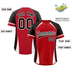 Red Black-White Color Block Authentic Baseball Jersey 2