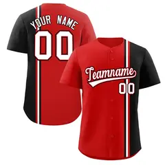 Red Black-White Color Block Authentic Baseball Jersey 1