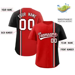 Red Black-White Color Block Authentic Baseball Jersey 2