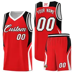 Red Black White Color Block Basketball Jersey