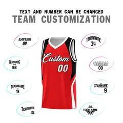 Red Black White Color Block Basketball Jersey 4