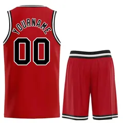 Red Black-White Curved Classic Sets Basketball Jersey 2