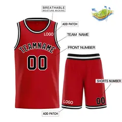 Red Black-White Curved Classic Sets Basketball Jersey 3