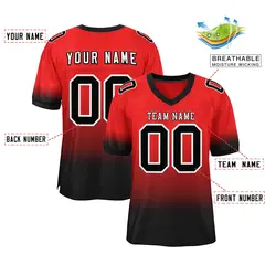 Red Black-White Gradient Fashion Football Jersey 2