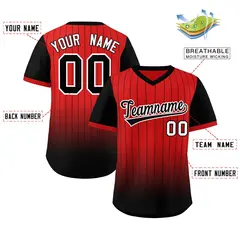 Red Black-White Gradient Pinstripe Baseball Jersey 2