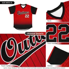 Red Black-White Gradient Pinstripe Baseball Jersey 5