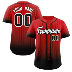 Red Black-White Gradient Stripe Baseball Jersey