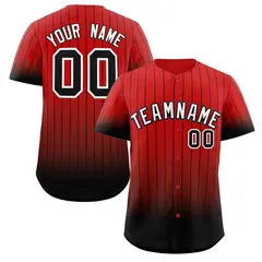 Red Black-White Gradient Stripe Baseball Jersey