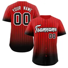 Red Black-White Gradient Stripe Baseball Jersey