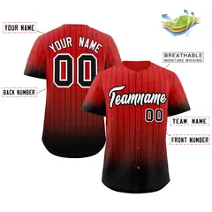 Red Black-White Gradient Stripe Baseball Jersey 2