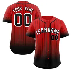 Red Black-White Gradient Stripe Baseball Jersey