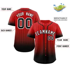 Red Black-White Gradient Stripe Baseball Jersey 2