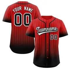 Red Black-White Gradient Stripe Baseball Jersey