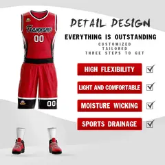 Red Black-White Graffiti Lightning Basketball Jersey 2