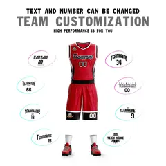 Red Black-White Graffiti Lightning Basketball Jersey 4