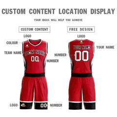 Red Black-White Graffiti Lightning Basketball Jersey 3