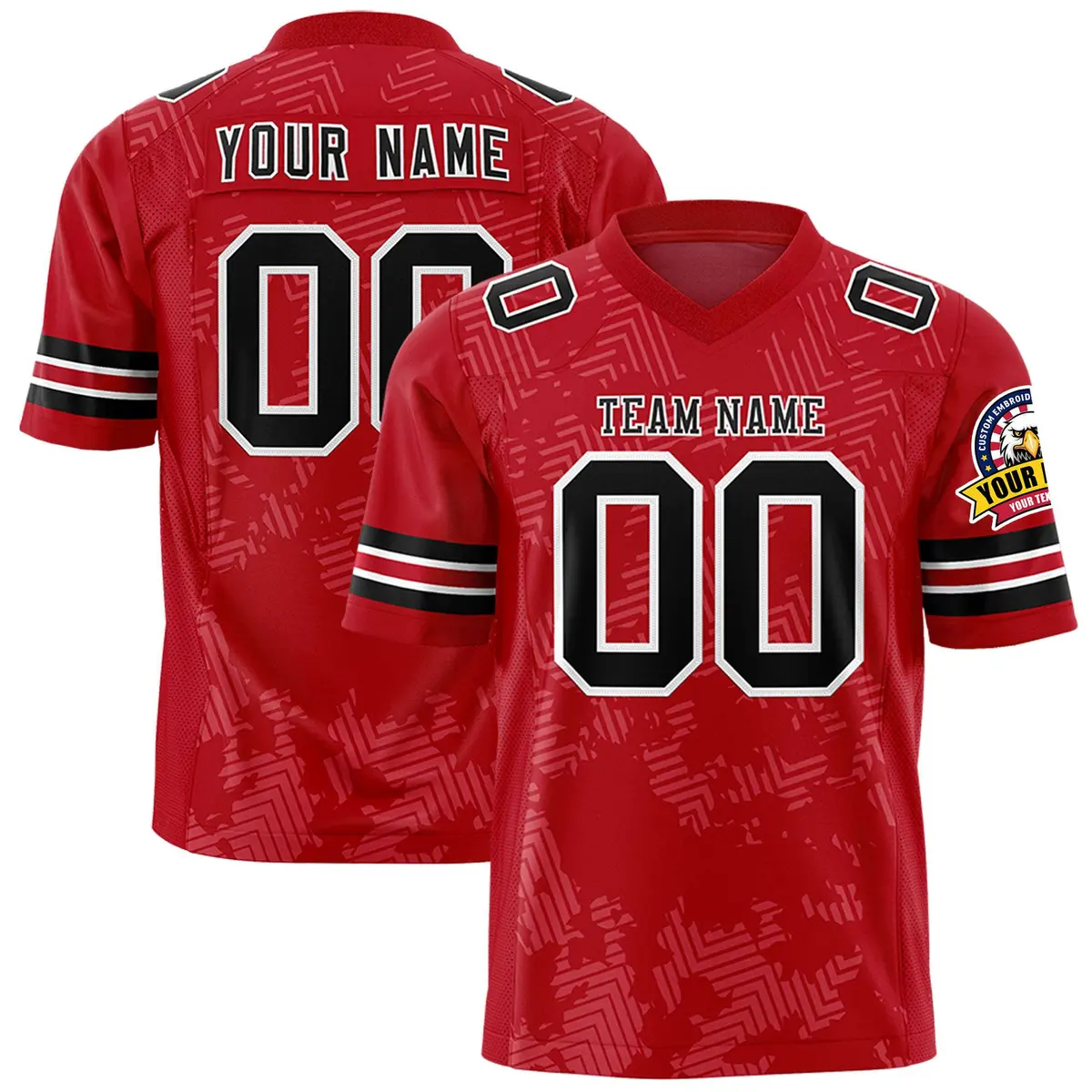 Red Black-White Graffiti Line Authentic Football Jersey