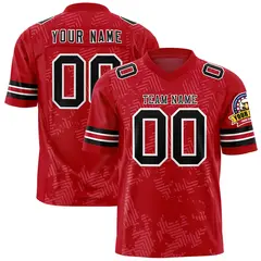 Red Black-White Graffiti Line Authentic Football Jersey 1