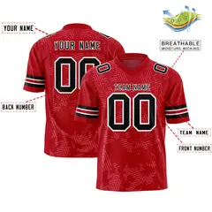 Red Black-White Graffiti Line Authentic Football Jersey 2