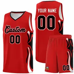 Red Black-White Graffiti Side Curve Basketball Jersey Sets