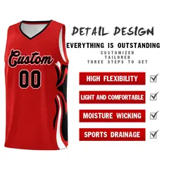 Red Black-White Graffiti Side Curve Basketball Jersey Sets 2