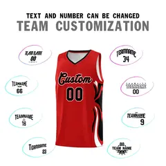 Red Black-White Graffiti Side Curve Basketball Jersey Sets 4