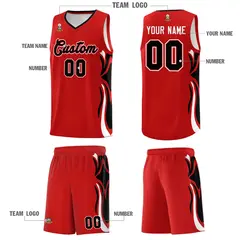 Red Black-White Graffiti Side Curve Basketball Jersey Sets 5
