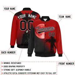 Red Black White Halloween Skeleton Graffiti Varsity Jacket 2