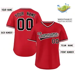 Red Black-White Outdoor Pullover Baseball Jersey 2