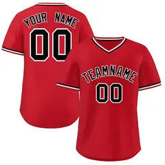 Red Black-White Pullover Baseball Jersey