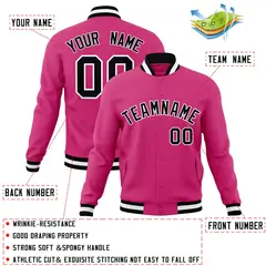 Red Black-White Raglan Full-Snap Varsity Letterman Jacket 4
